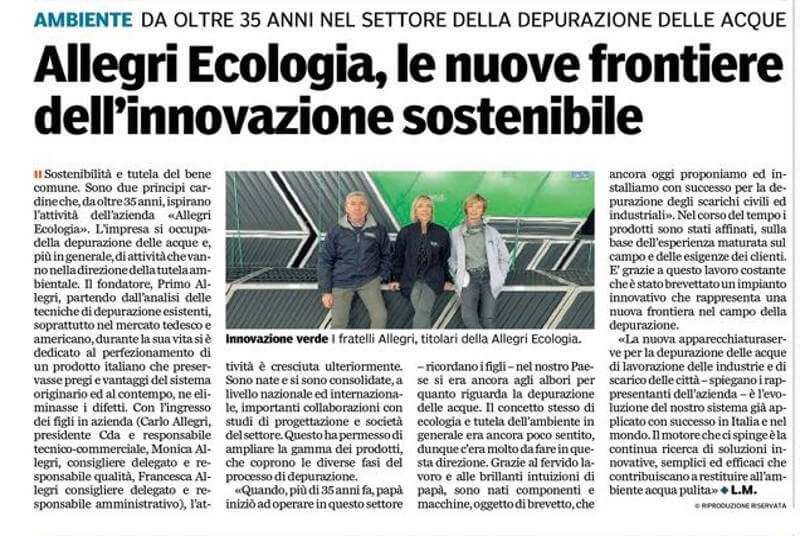 Allegri Ecologia depurazione acque gazzetta di parma